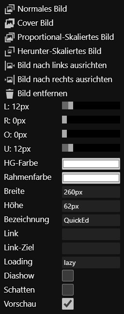 Bildfunktionen über Kontextmenü Bildfunktionen über Kontextmenü